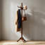 Portemanteau autoportant, portemanteau en bois d'hévéa massif avec 11 crochets et 3 options de hauteur pour manteaux, chapeaux, sacs, sacs à main, vêtements, portemanteaux pour le bureau de la chambre du hall d'entrée