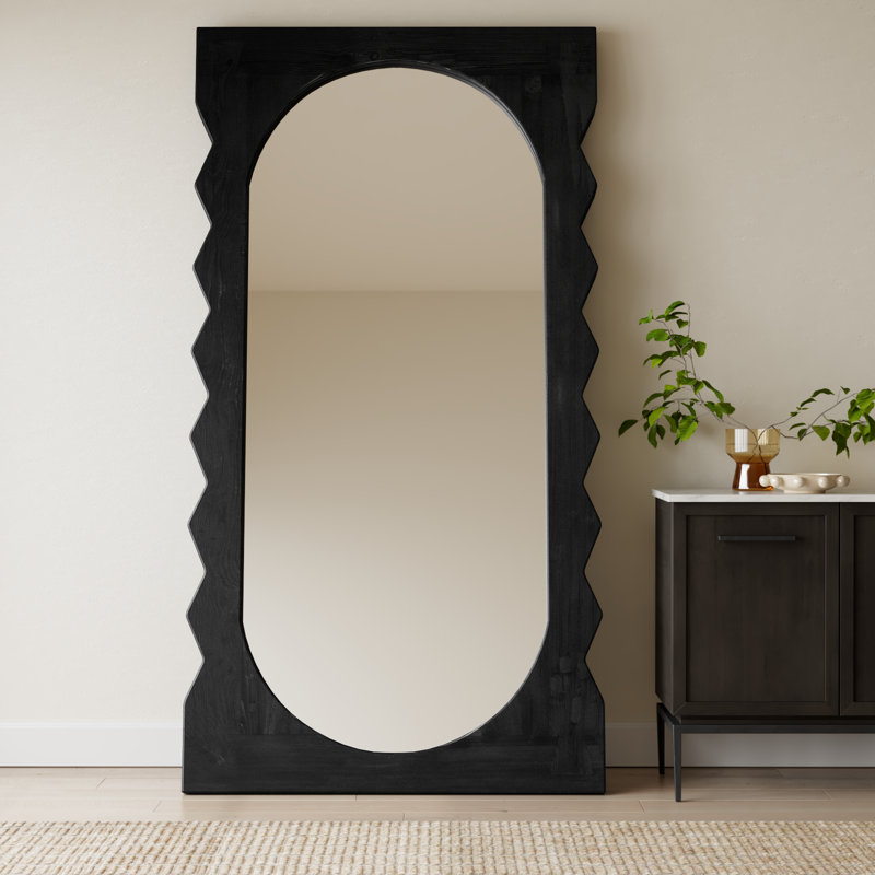 Wood Flat Floor Mirror, Black