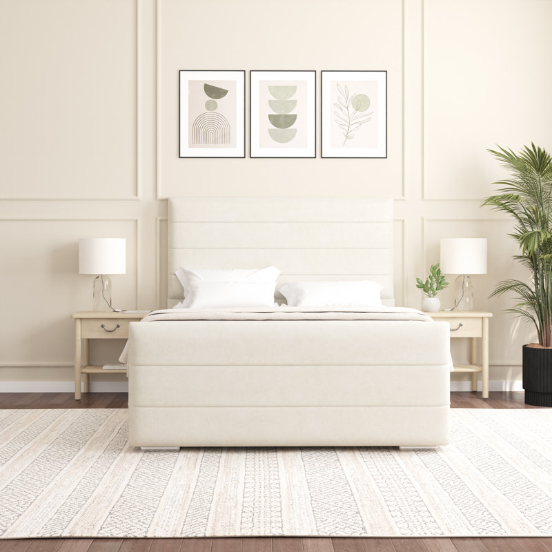 Boggs Upholstered Bed, Super King (6'), Cream