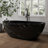 Forma 63" Marble Freestanding Tub Solid Surface Freestanding Soaking Bathtub-124573155