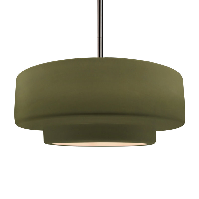 Luminaire suspendu à 1 lumière Meydan, Vert mat, H 6 po x l 16,25 po x P 16,25 po, Nickel brossé