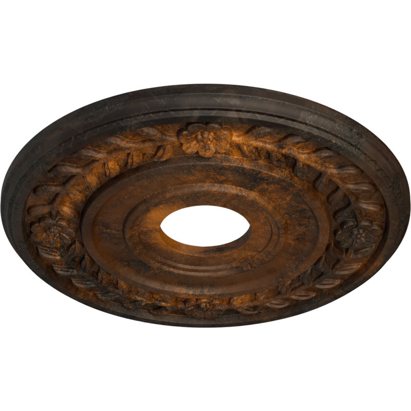 Médaillon de plafond Endurathane Melonie, DO 16 po x P 3 5/8 po x P 3/4 po (convient aux auvents jusqu'à 6 3/8 po), finition perle noire peinte à la main