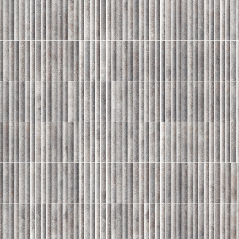 Rubik 5-7/8"x11-3/4" Fluted Ceramic Wall Tile, Greige