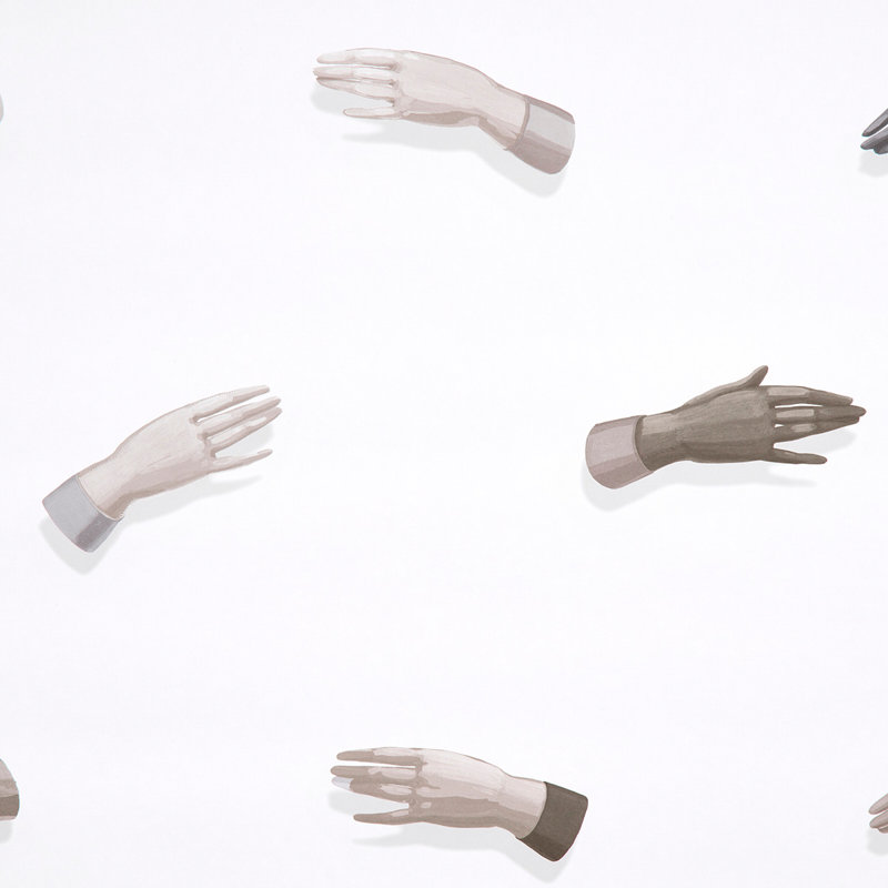 Papier peint Schumacher x Charlap Hyman & Herrero / Pilar Almon Manos, Gris / Neutre