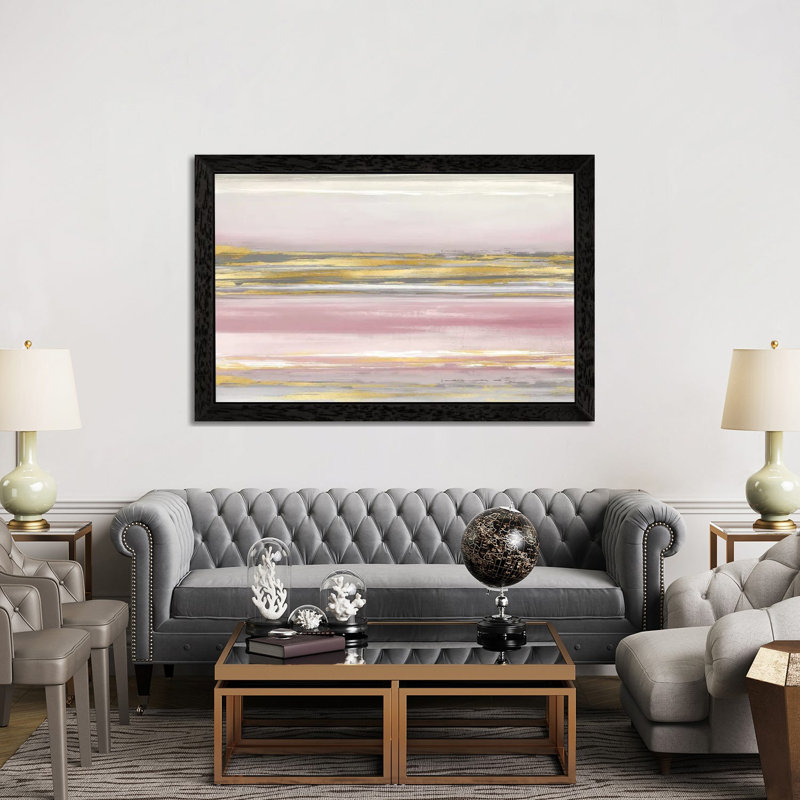 Subtle Reflections With Blush by Allie Corbin - Painting on Canvas, 152.5 cm H x 101.5 cm W, Black Framed