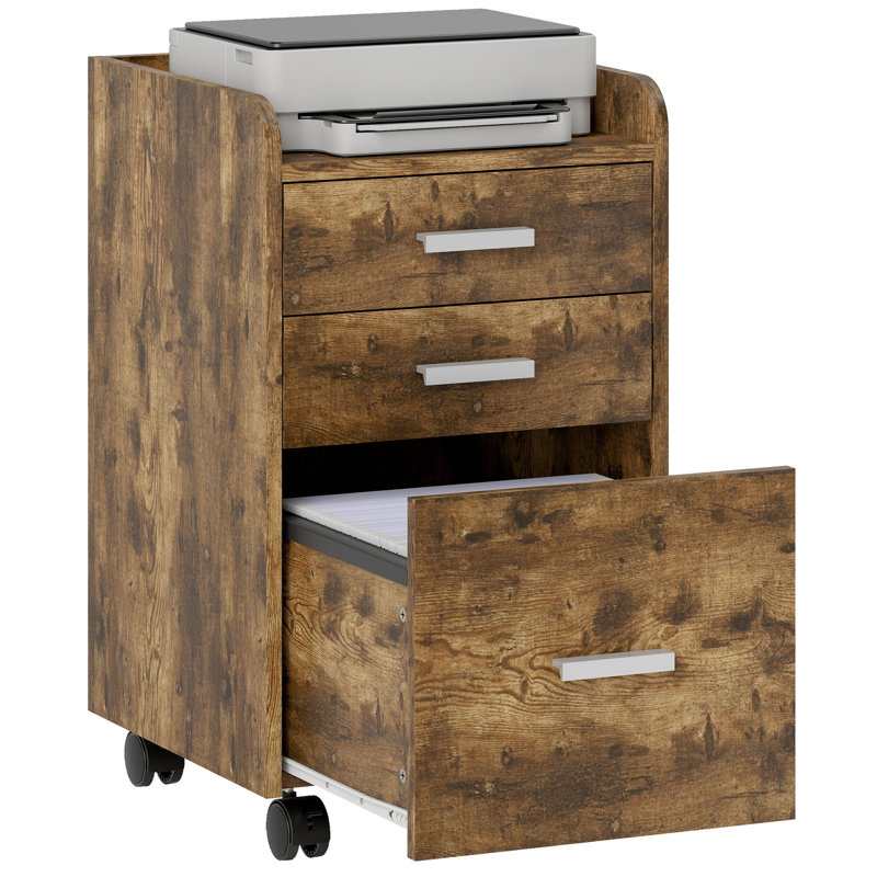 39.2cm Wide 3 -Drawer File Cabinet, Rustic Brown