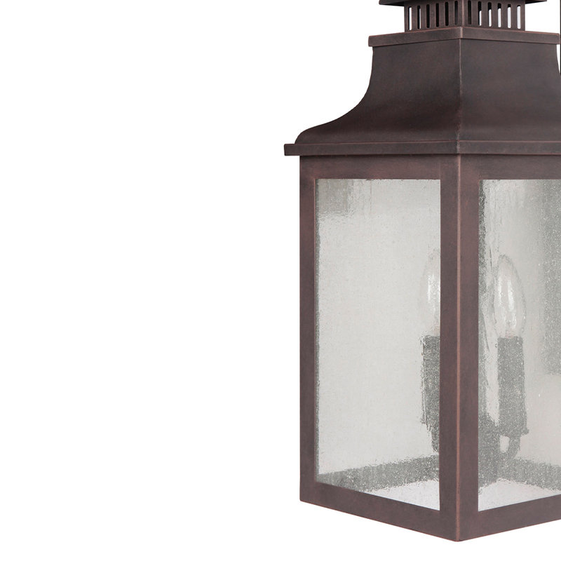 Raedawn Seeded Glass Outdoor Wall Lantern, Rustic Bronze, 31'' H X 13'' W X 16'' D., 4