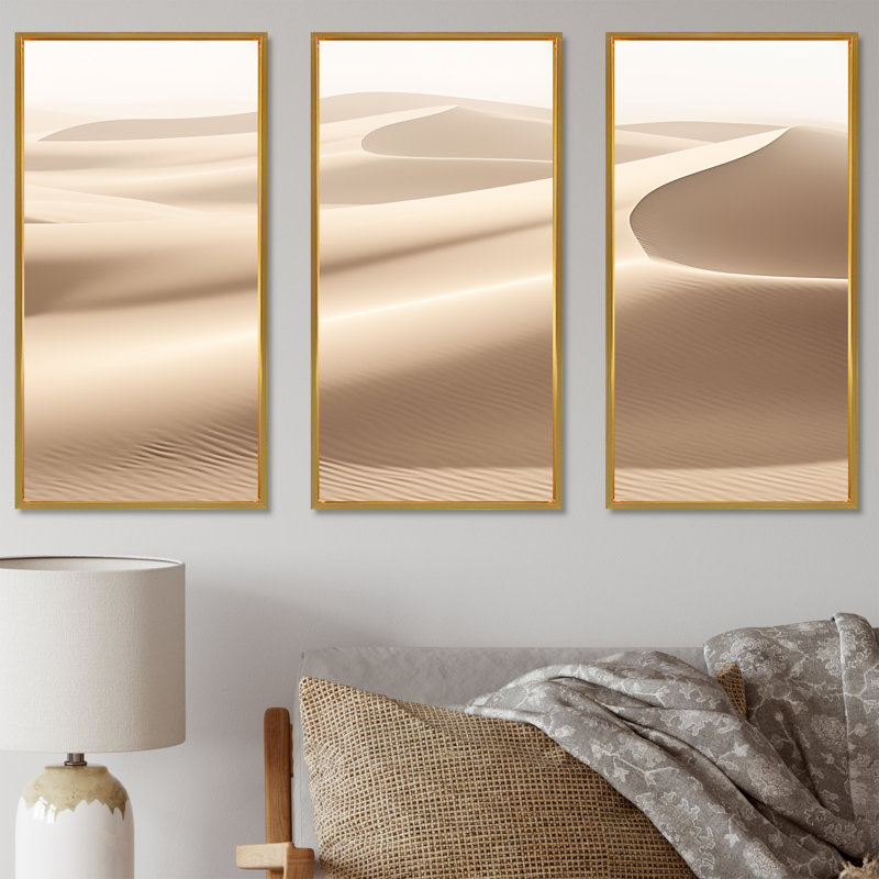 «Desert Sands Of Slumber Dreams VI», ensemble d'art mural sur toile minimalisme, Cadre flottant doré