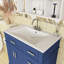 Meuble-lavabo bleu 30 po avec lavabo en céramique, portes à fermeture douce, tiroirs profonds et standards, idéal pour les petites salles de bain-129673008