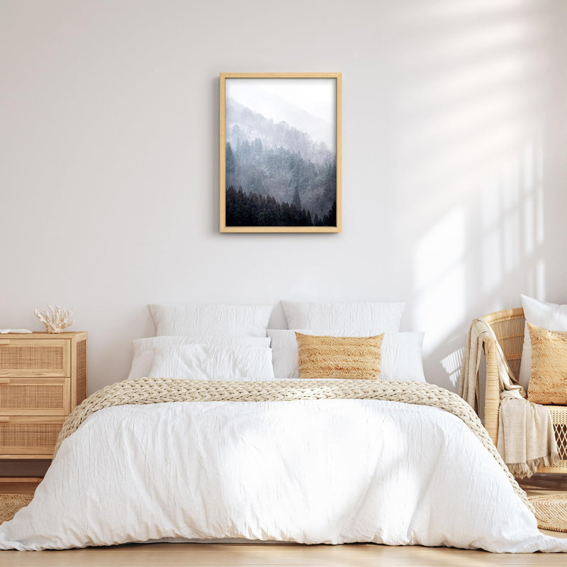 Woodland Nursery Decor, vue aérienne de l'hiver, montagne, petit décor, œuvre d'art moderne, Naturel, H 14 po x l 11 po