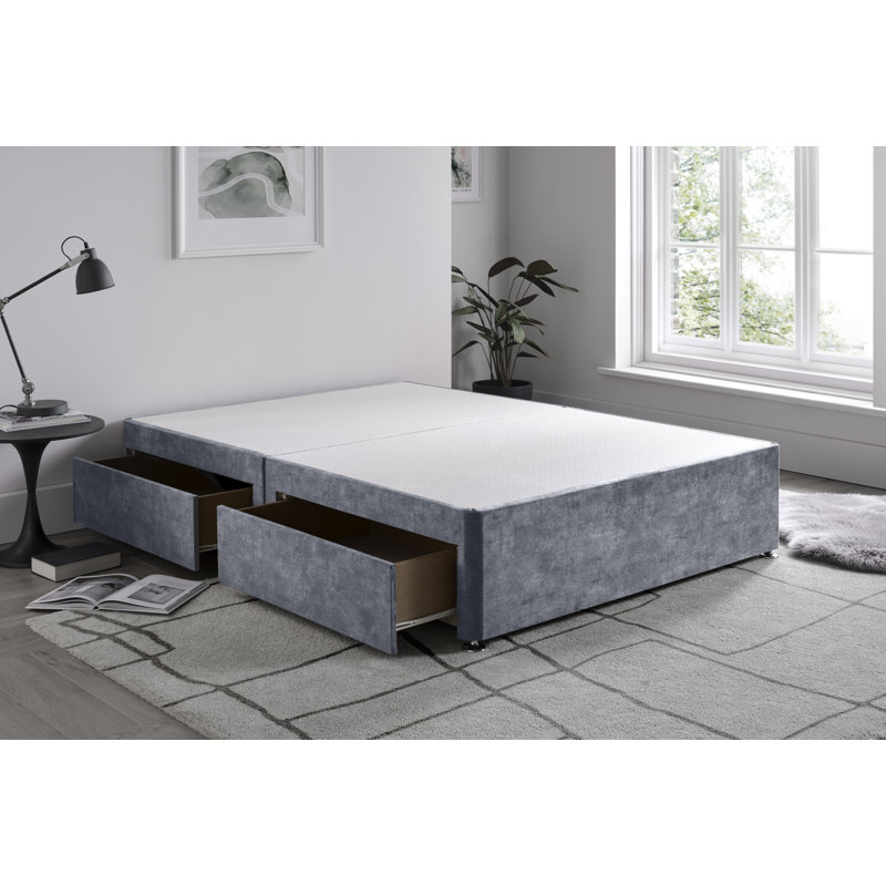 Marble Divan Bed Base, Gunmetal, Double (4'6), No Drawers