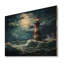 Phare sur mer orageuse I - Phares sur bois-807012265
