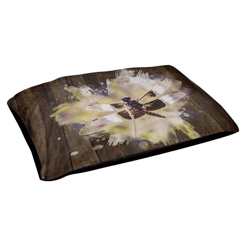 Coussin de concepteur aquarelle libellule Burien, L 42 po x l 52 po, Noir