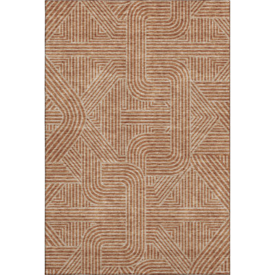 Premium Machine Washable Prisco Terracotta Rug