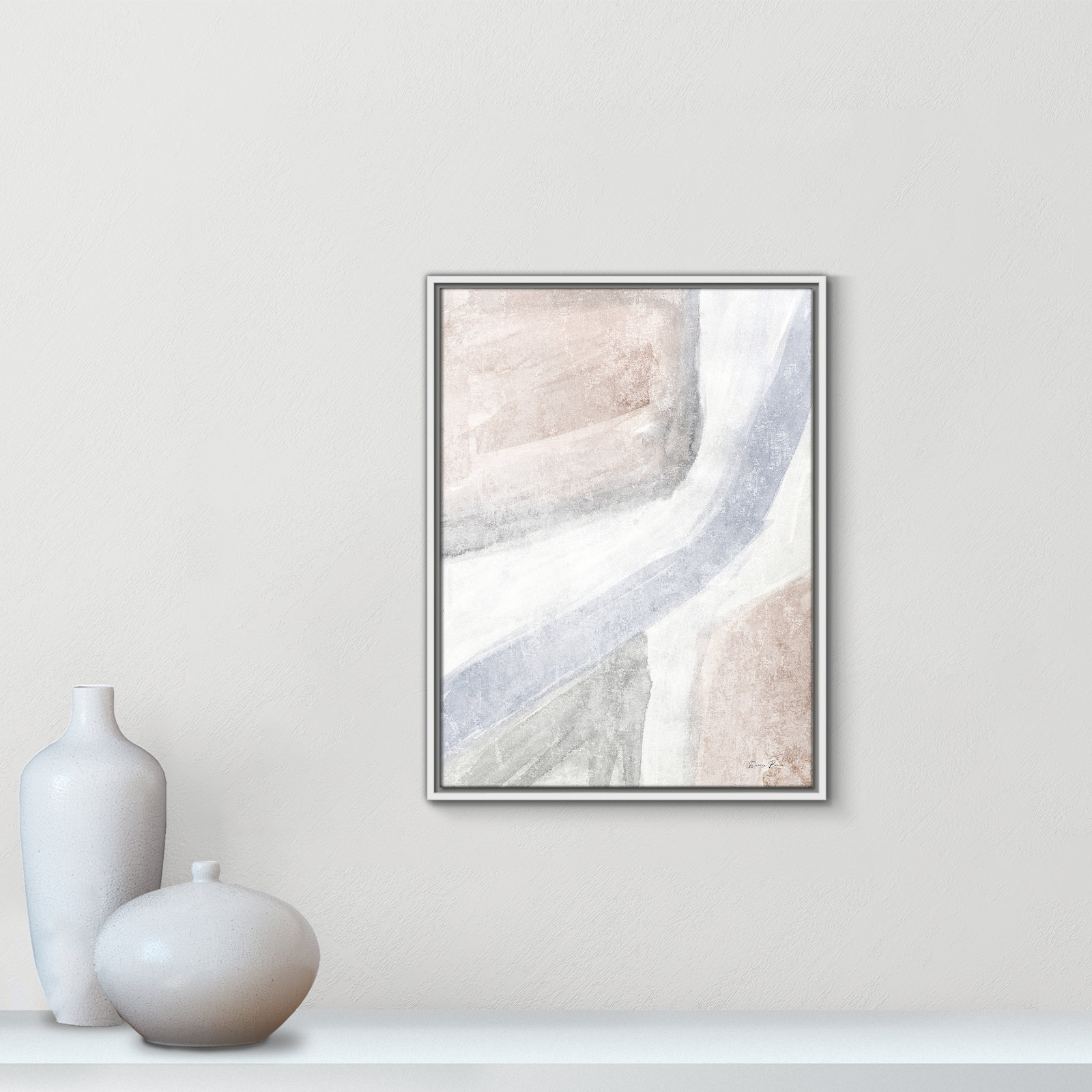 Helmsford "Soften 1" Painting, 25.5" H x 19.5" W x 2" D, White