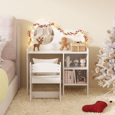 Ensemble de meuble-lavabo pour enfants avec miroir et chaise en bois certifié CPC