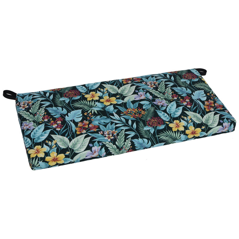 Outdoor 3'' Bench Seat Cushion, 42" W x 19" D, Blue/Green Floral