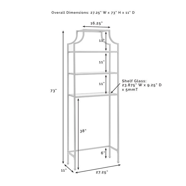 Kings Brand Furniture - Over The Toilet Storage Etagere Bathroom Rack  Shelves Organizer, Pewter