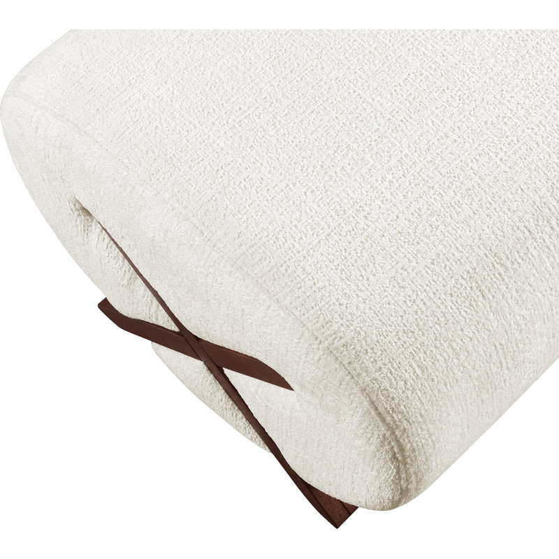Repose-pieds Akira, Tissu de polyester crème, Brun noyer