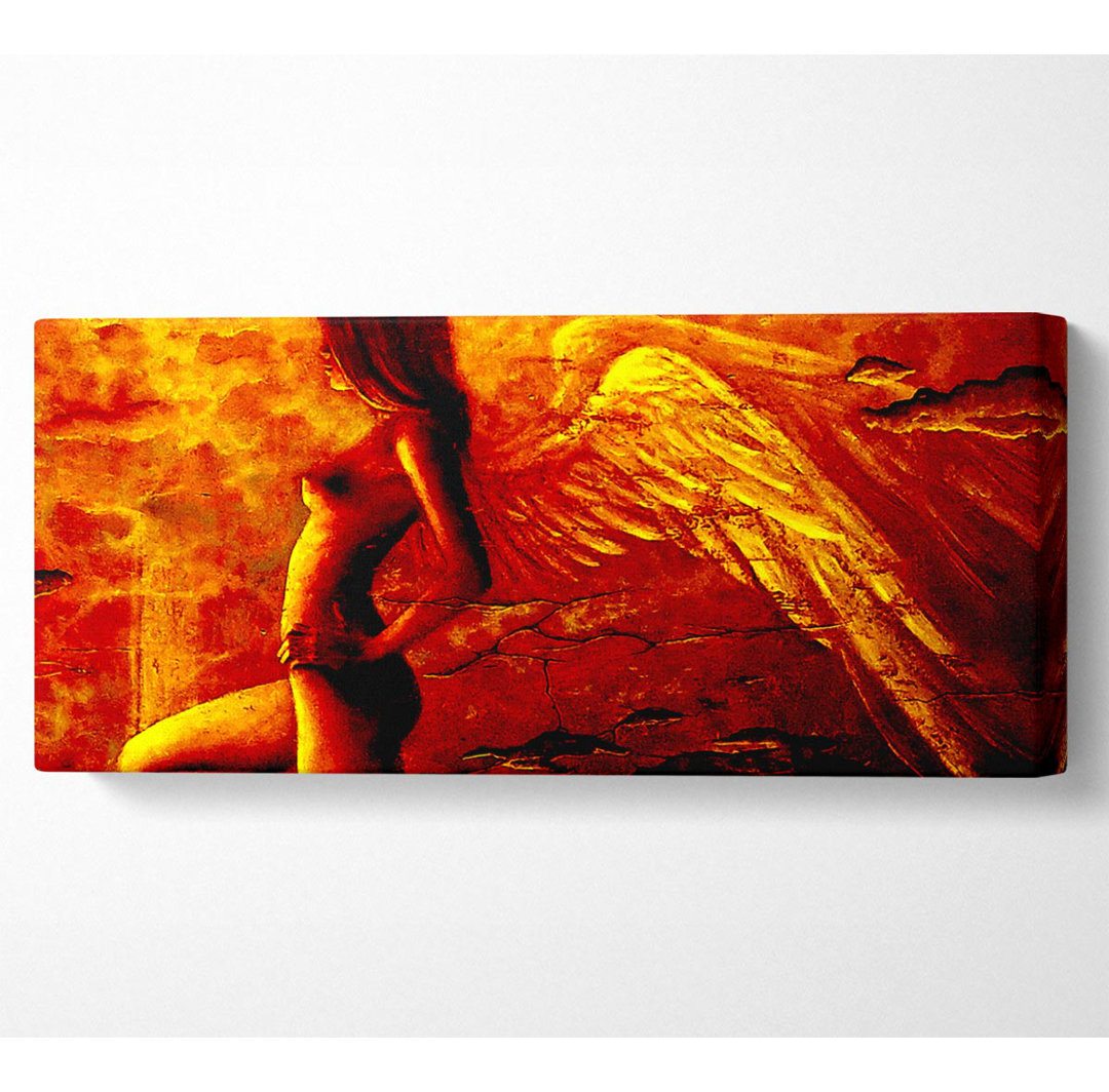 Orange geflügelter Engel Panoramaleinwand