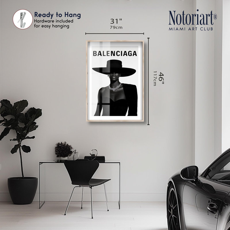 Designer Shadowbox Print Fashion Art Prints by Notoriart, Blonde Frame, 31 x 46, 46" H x 31" W, Cream