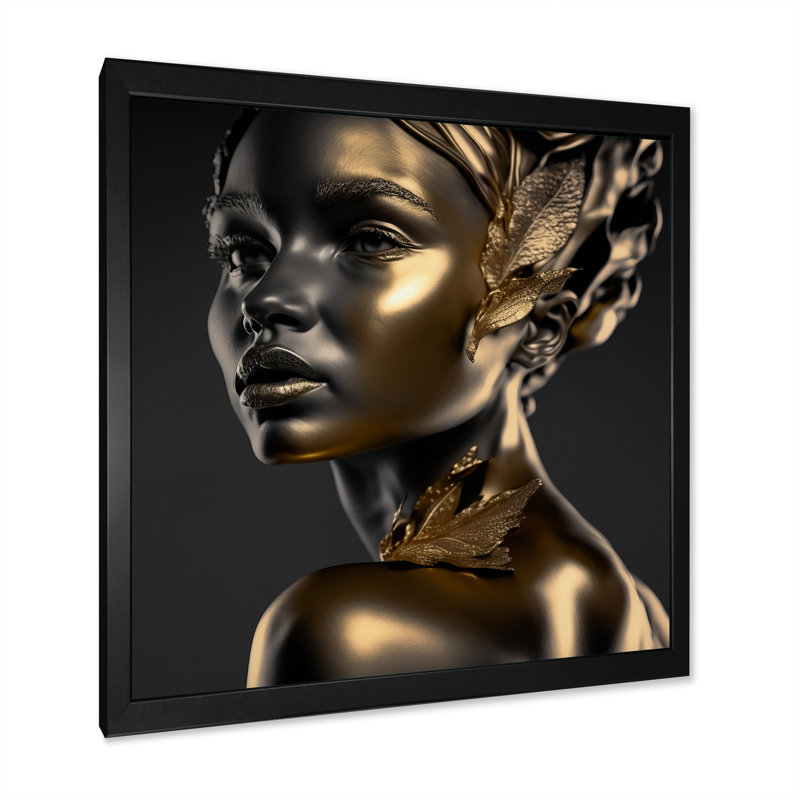 Golden Godess " Golden Godess ", Black Picture Framed Canvas, 16" H x 16" W x 1" D