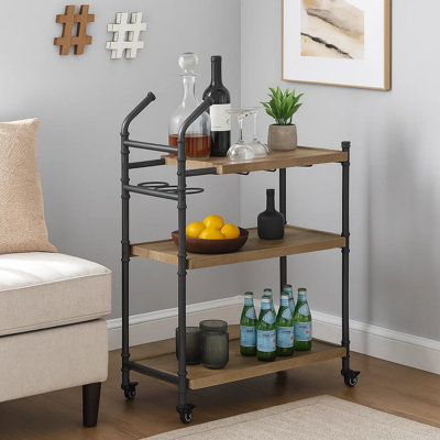 Serving Cart harmonious combination of warm oak, effortlessly blends rustic charm modern elegance. by Trent Austin Design