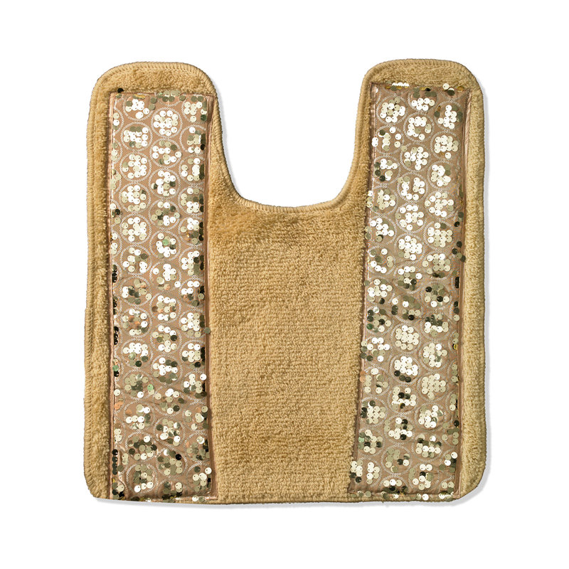 Tapis à motif floral antidérapant en mélange de coton Ced, Or champagne