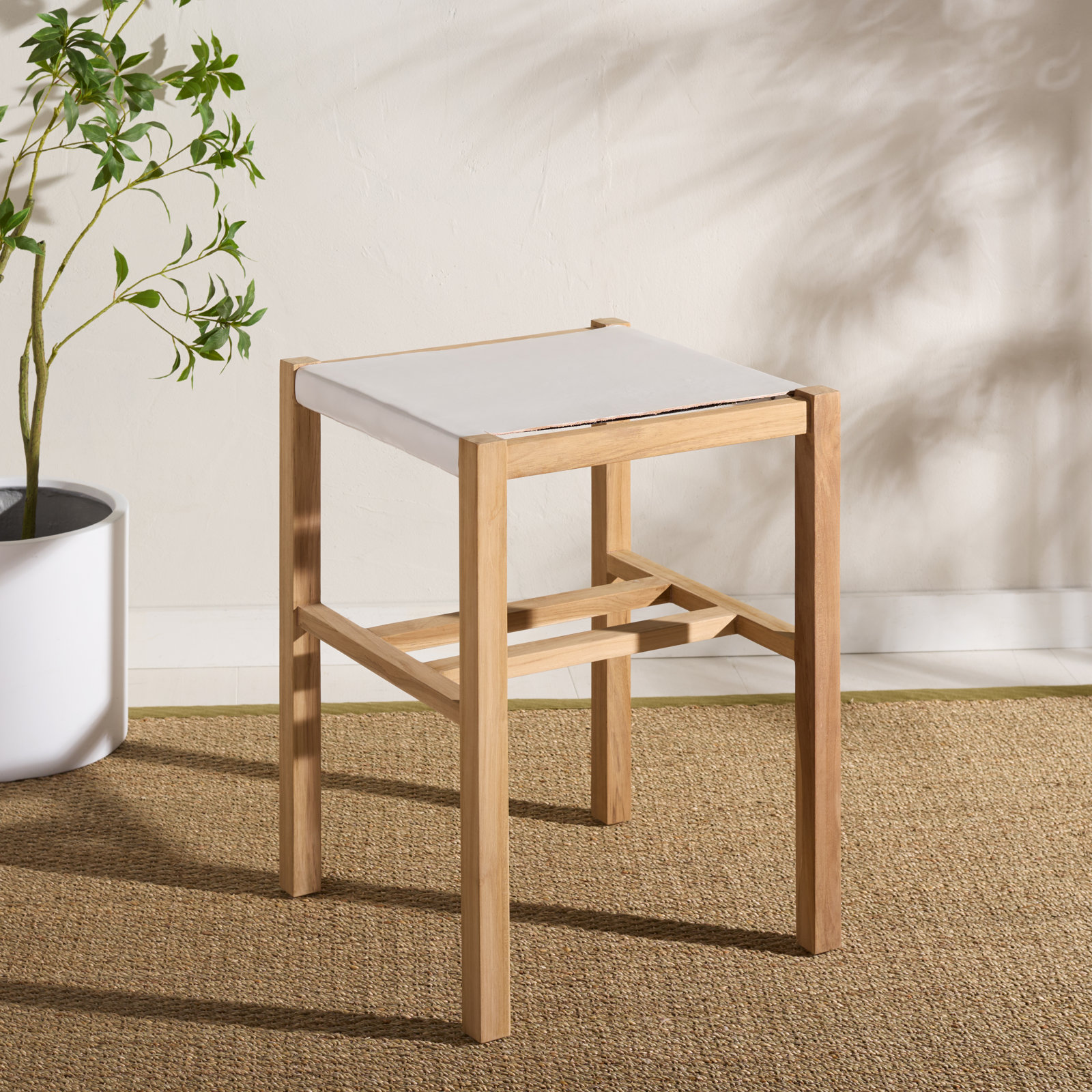 Breckenridge 26" Bar Stool, White/Natural