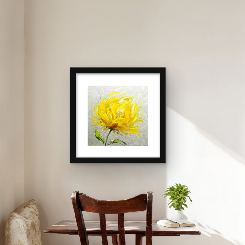 Jaune fleur moelleuse - reproduction encadrée mat pour la décoration intérieure
