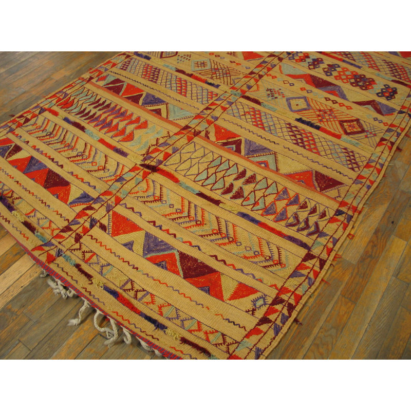 Vintage Mid Century Moroccan Tribal Geometric Design Rug