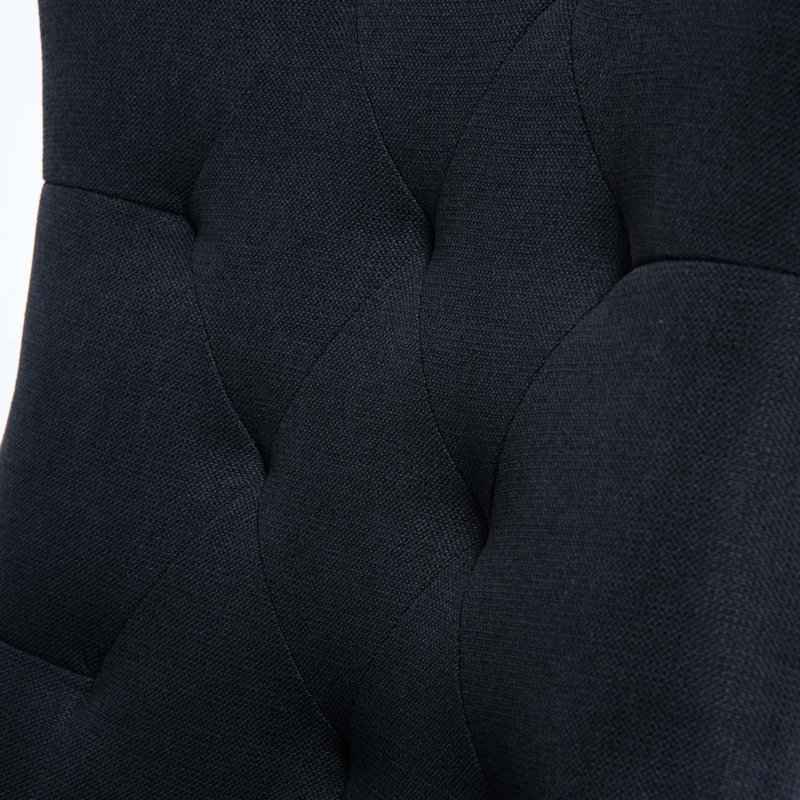 Chaise de salle à manger moderne capitonnée avec revêtement en lin et pieds en bois massif, Black