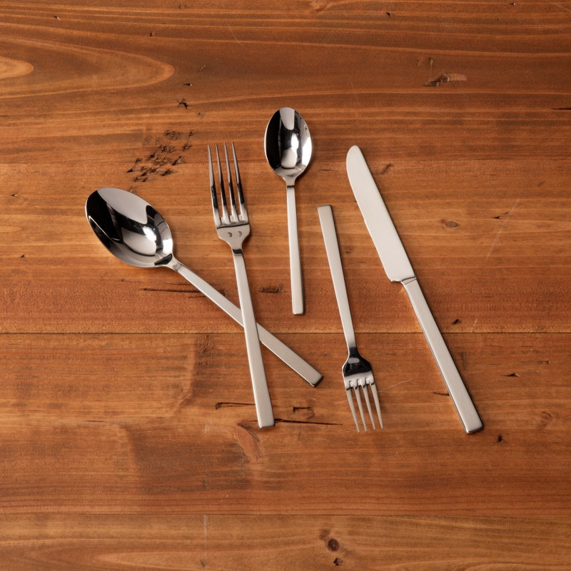 Fortessa Viggo 18/0 Stainless Steel 20 Piece Flatware Set (Service for 4), Polished Silver