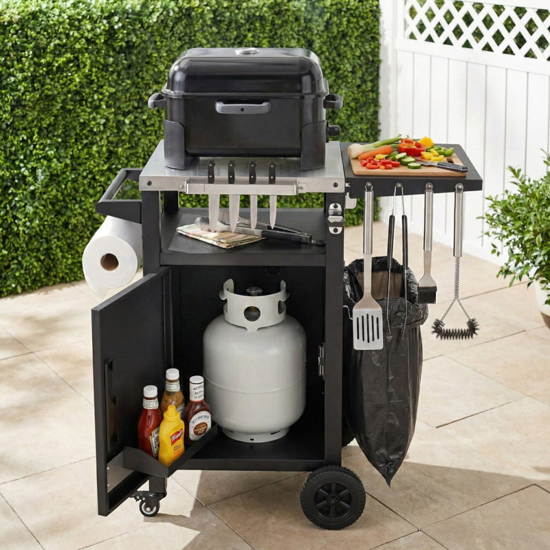 Chariot pour îlot de cuisine extérieur 33,9 po avec abattant