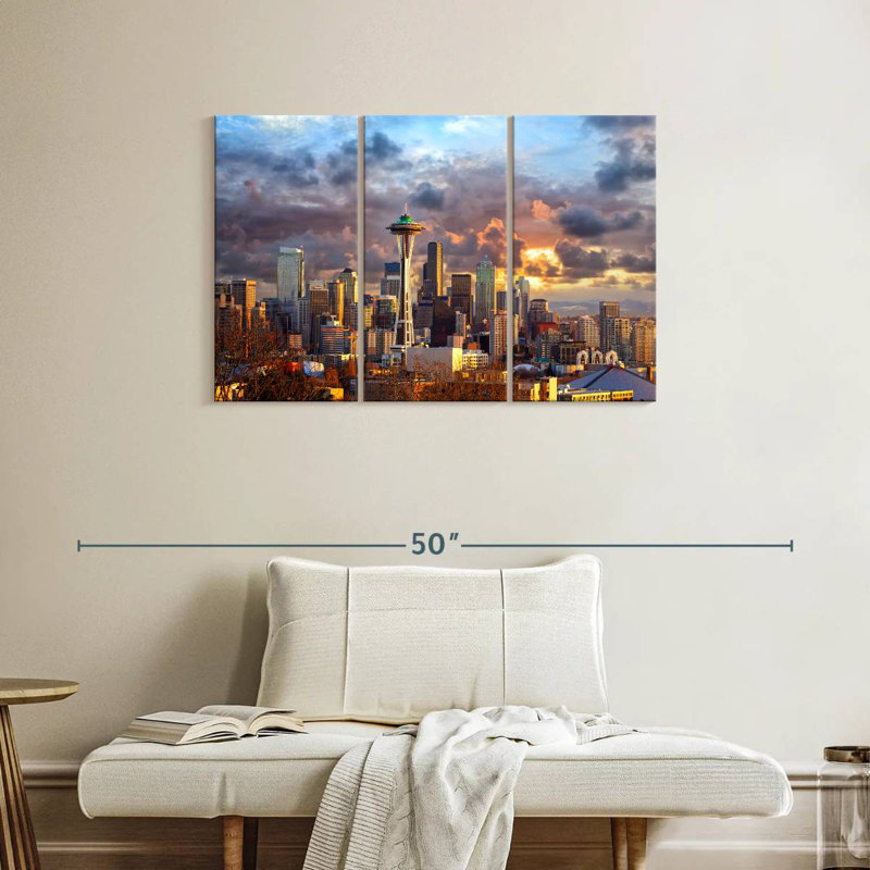 Nicci Seattle, ciel coucher de soleil, H 24 po x l 38 po