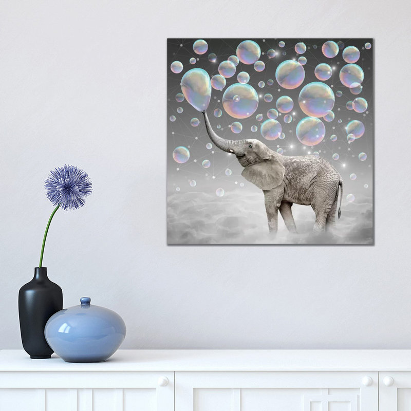 Dream Makers - Elephant Bubbles by Soaring Anchor Designs - Wrapped Canvas Print, 45.72 cm H x 45.72 cm W x 3.175 cm D