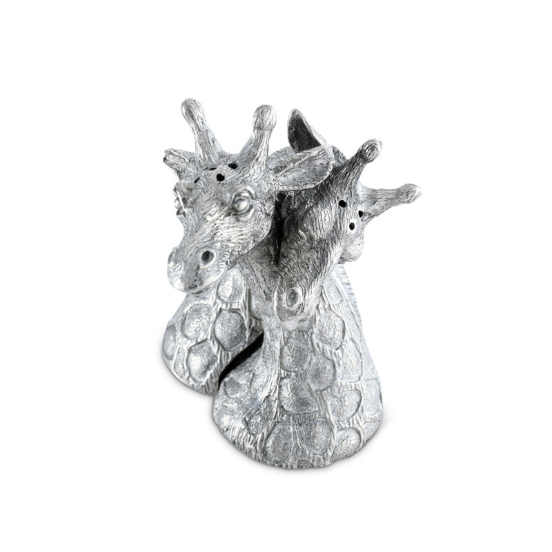 Handcrafted Pewter Giraffe Salt and Pepper Shaker Set