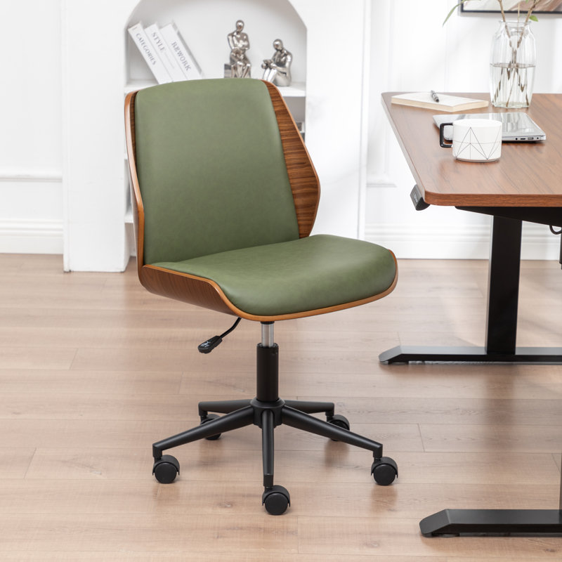 Chaise de bureau rembourrée en similicuir Bryonie, Vert
