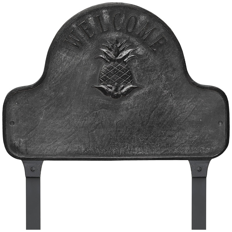 Panneau d'adresse de pelouse à 2 lignes, Noir argent