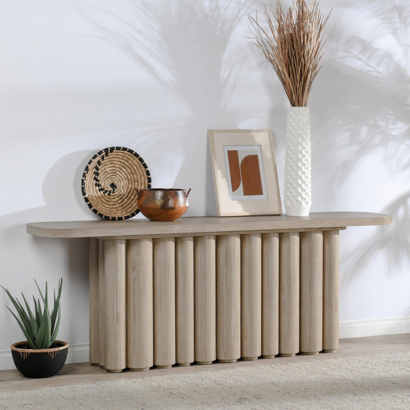 Tiber Console Table, Beige Wood