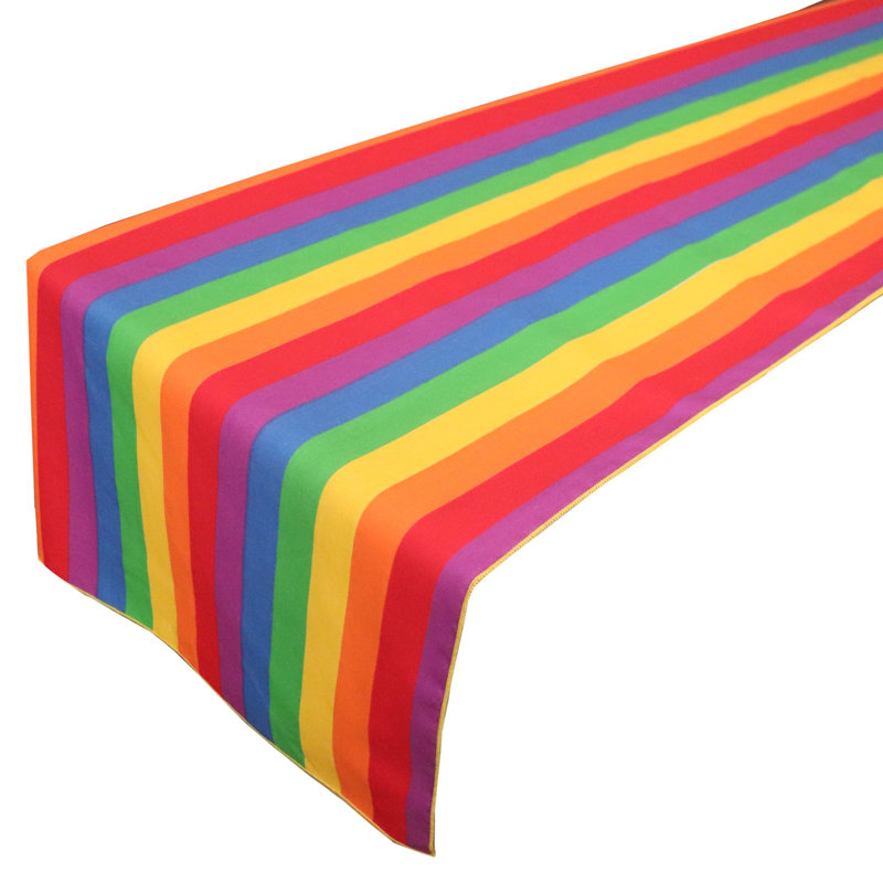 Stripes Print Table Runner, 120" Runner, Red, 12"