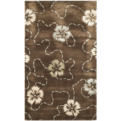 Coreatha Martha Stewart Viscos/Wool Floral Rug in Mocha/Ivory