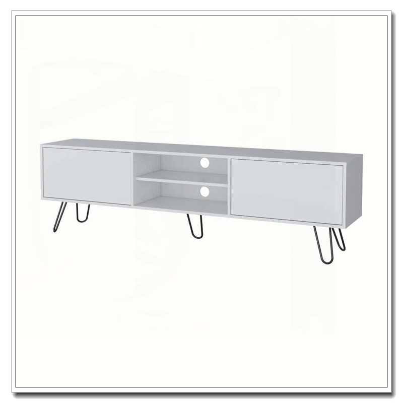 White Hairpin Leg TV Rack
