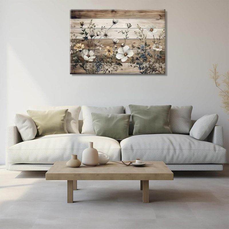 Vintage Floral Wall Art Rustic Flowers Wall Decor Farmhouse Canvas Poster Picture For Home Wall Decor, Living Room And Bedroom Decor
