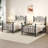 Twin Metal Platform Bed with Candle-style Headboard and Footboard, Under-Bed Storage, Easy Assembly, Black-72567969-72567982