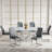  63'' Wooden Dining Table Set, Rectangle Gray Dining Table Set for 4/6 with Leather Chairs-755028154-755028158