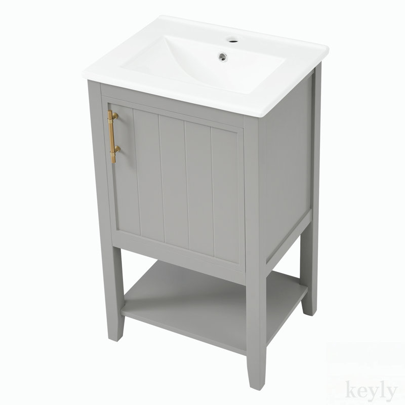 Frere 20'' Single Bathroom Vanity with Ceramic Top, Gray