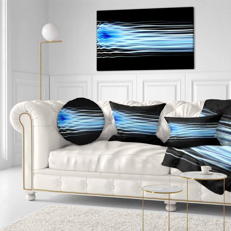 Vagues fractales bleu clair - coussin imprimé abstrait