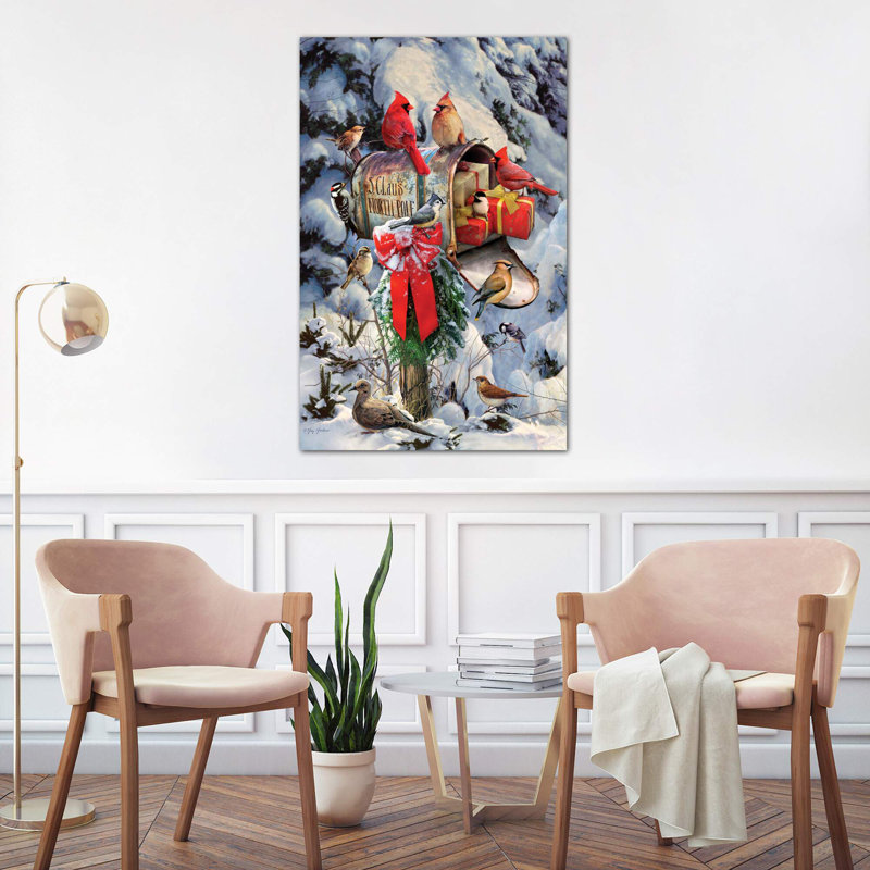Christmas Birds At Mailbox by Greg & Company - Wrapped Canvas Print, 101.6 cm H x 66.04 cm W x 3.175 cm D