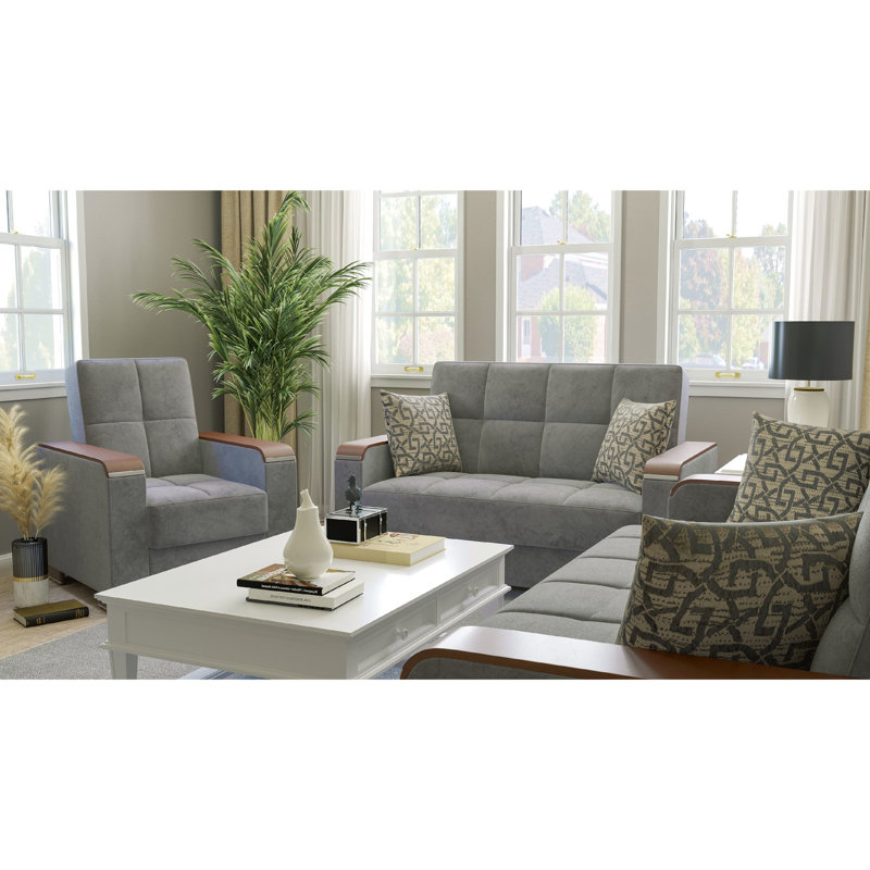 X Collection - Grey Microfiber With Storage Capacity Space Management Solution Upholstered Convertible Space Furniture
